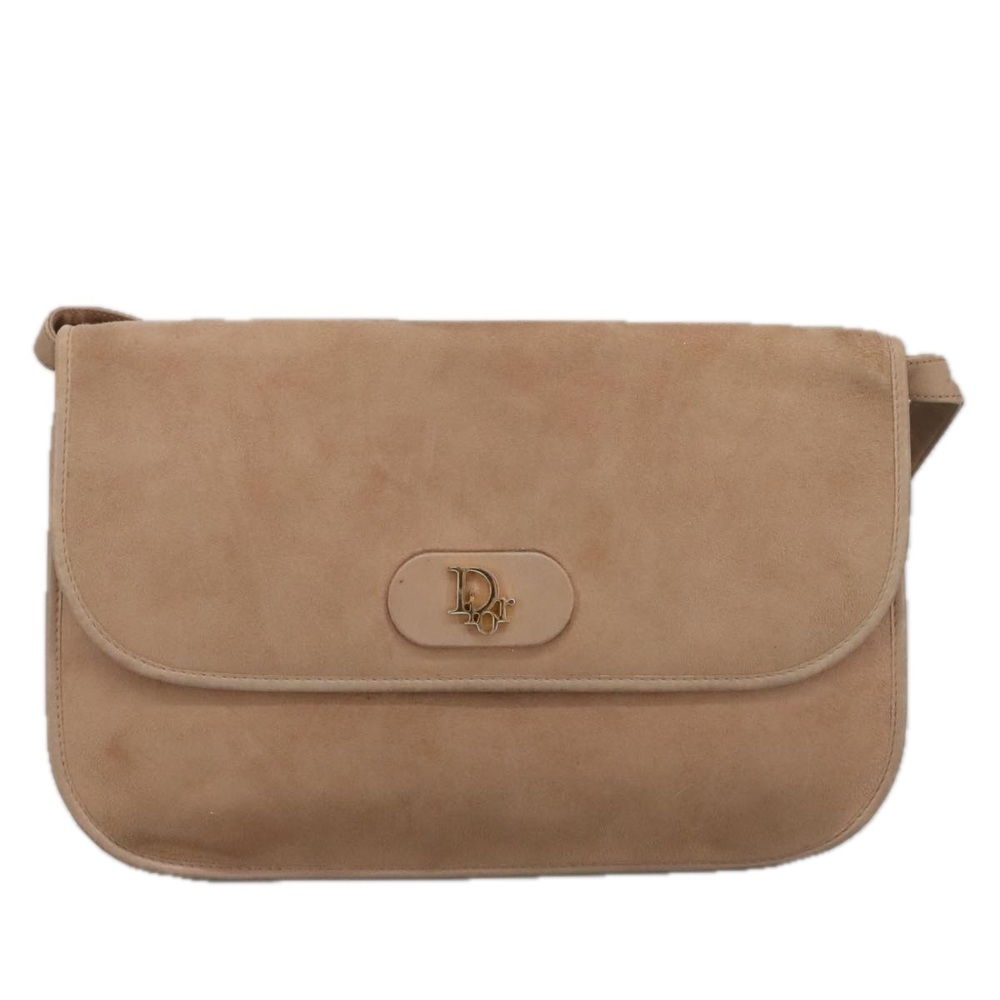 Christian Dior Shoulder Bag Suede Beige Gold Auth 101182 - Picture 2 of 16